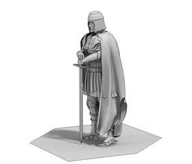 3D rendering, warrior character, illustration