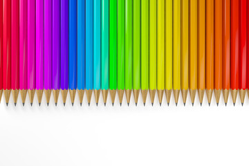 3d render of many colorful pencils