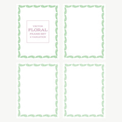 Set of 4 vector floral leaf frame with different texture