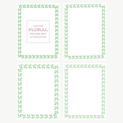 Set of 4 vector floral leaf frame with different texture
