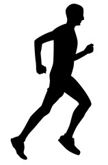 Fototapeta na wymiar Silhouette noire d'un homme en train de courir lors de son footing