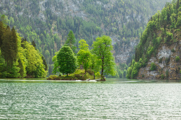 picturesque bavarian lake, koenigssee, bavaria, germany. Ideal place for introvert