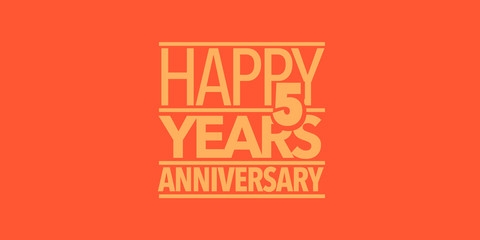 5 years anniversary vector icon, logo, banner. Design element with composition of letters