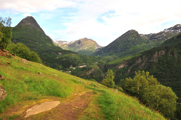 Naklejka premium Mountain landscape on summer, Geirangerfjord