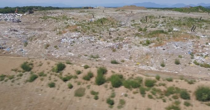 Aerial view of a solid waste landfill