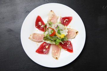 マグロ二種のカルパッチョ