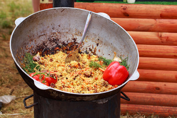 Pilaf in a cauldron