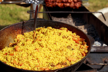 Pilaf in a cauldron
