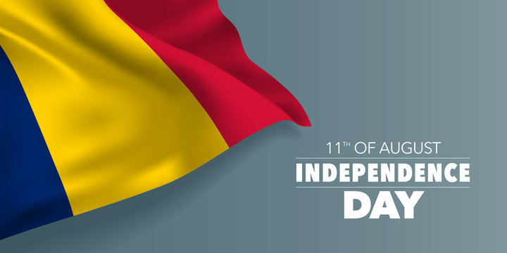Chad happy independence day greeting card, banner with template text vector illustration