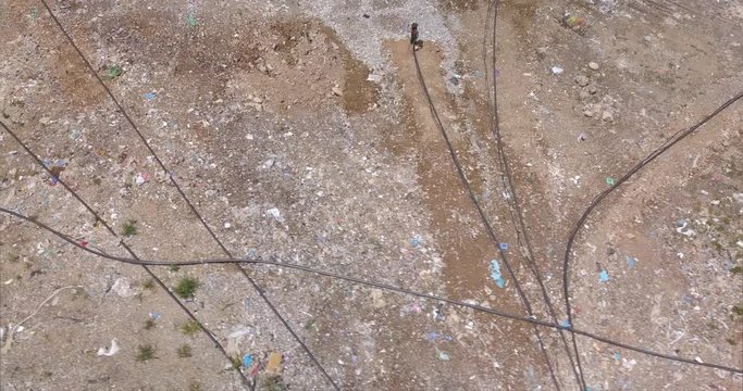 Aerial view of garbage pile in a landfill