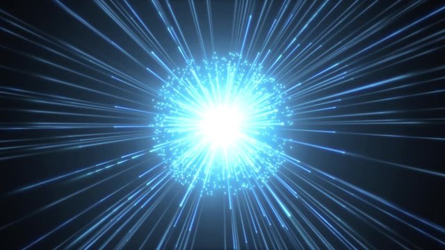 Fireworks Slow Motion Background With Shining Starburst/ 4k animation of a colorful abstract slow motion hyperspace shining starburst background moving backward, with optical lens flare and light beam