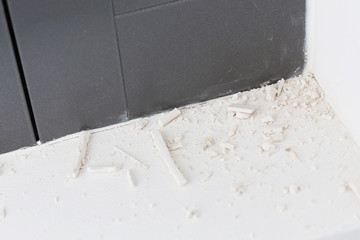 garbage left after construction and repair, plaster and putty