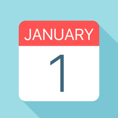 January 1 - Calendar Icon. Vector illustration of one day of month