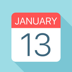 January 13 - Calendar Icon. Vector illustration of one day of month