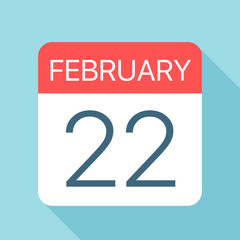 February 22 - Calendar Icon. Vector illustration of one day of month