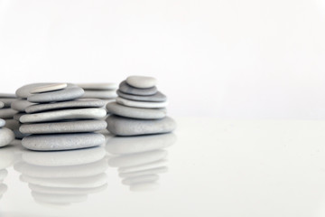 Round Gray Stones isolated on a White Background