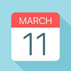 March 11 - Calendar Icon. Vector illustration of one day of month