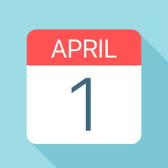 April 1 - Calendar Icon. Vector illustration of one day of month