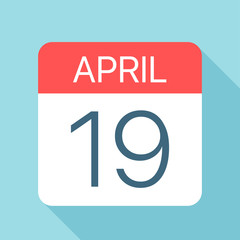 April 19 - Calendar Icon. Vector illustration of one day of month