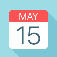 May 15 - Calendar Icon. Vector illustration of one day of month