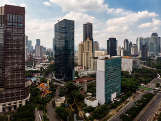 Obraz premium Aerial view of skyscrapers in Jakarta business district