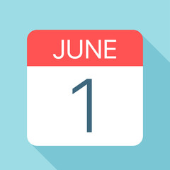June 1 - Calendar Icon. Vector illustration of one day of month