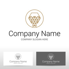 Grape fruit with glass logo design. Vector illustration