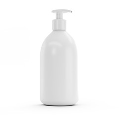 White plastic bottle with dispenser for cosmetic - mockup. 3d illustration