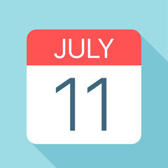 July 11 - Calendar Icon. Vector illustration of one day of month