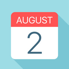 August 2 - Calendar Icon. Vector illustration of one day of month