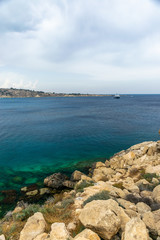 Transparent water along the azure coast of the Mediterranean Sea.