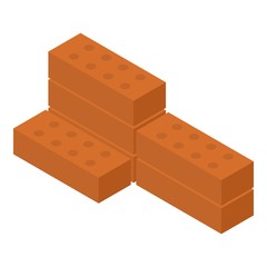 Construction red bricks icon. Isometric of construction red bricks vector icon for web design isolated on white background