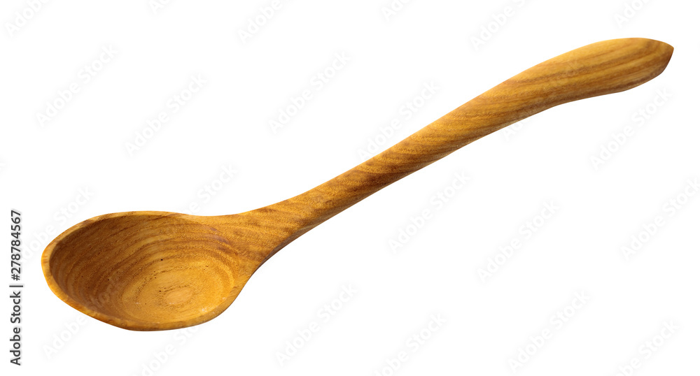 Wall mural wooden spoon isolated on white.