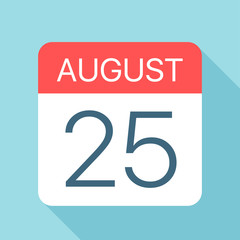 August 25 - Calendar Icon. Vector illustration of one day of month