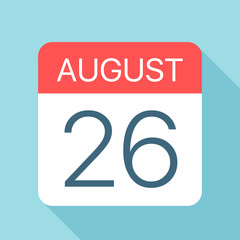 August 26 - Calendar Icon. Vector illustration of one day of month