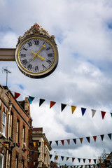 Clock in Rochester High Street, Rochester, Kent, England, UK