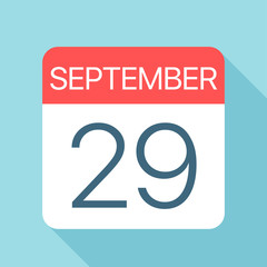 September 29 - Calendar Icon. Vector illustration of one day of month