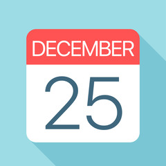 December 25 - Calendar Icon. Vector illustration of one day of month