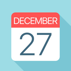 December 27 - Calendar Icon. Vector illustration of one day of month