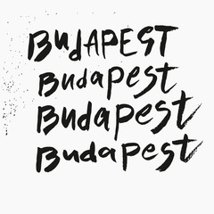 Budapest. Handwritten. Set of inscriptions with ink and a careless brush. Vector template for travel agency. Travel around Europe, Hungary, Budapest.