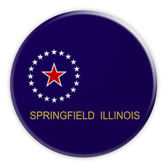US City Button: Springfield Flag Badge, 3d illustration on white background