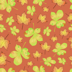 pattern autumn leaves of maple and chestnut colored background illustration of the seasons