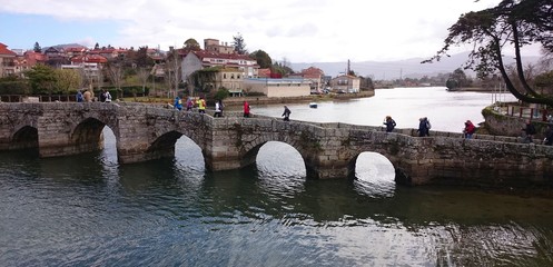 Bridge of the Ramalhosa in the portuguese way to Santiago, Galicia, Spain
