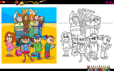 kids and teen characters coloring book