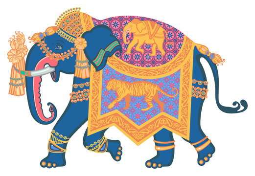 Indian elephant. Vector graphics. Decorative image