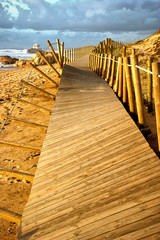 Beach walkways after storm in Portugal