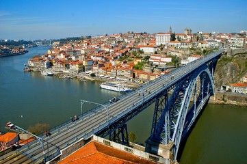 Old Iron bridge Luis I in Porto, Portugal 