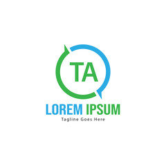Initial TA logo template with modern frame. Minimalist TA letter logo vector illustration