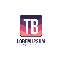 Initial TB logo template with modern frame. Minimalist TB letter logo vector illustration