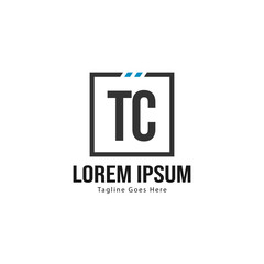 Initial TC logo template with modern frame. Minimalist TC letter logo vector illustration